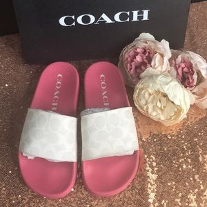 Coach Pink and White Slides 7M